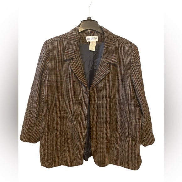 White Stag Womens Brown, Tan, Plaid Wool Blend Two Button Blazer. Size 26W - Picture 3 of 11